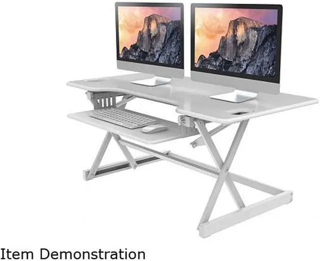 Alt view image 9 of 10 - Rocelco DADR-46-WH 46" Sit To Stand Adjustable Height Desk Riser w/ Extended Vertical Range (White)