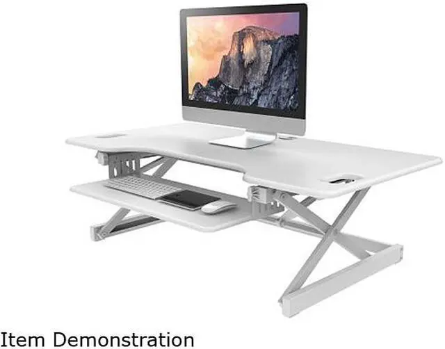 Alt view image 10 of 10 - Rocelco DADR-46-WH 46" Sit To Stand Adjustable Height Desk Riser w/ Extended Vertical Range (White)