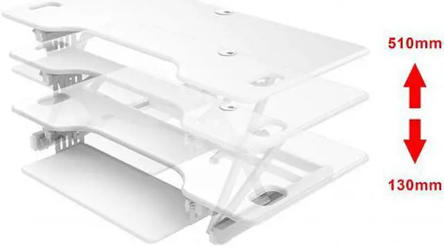 Alt view image 4 of 10 - Rocelco DADR-46-WH 46" Sit To Stand Adjustable Height Desk Riser w/ Extended Vertical Range (White)