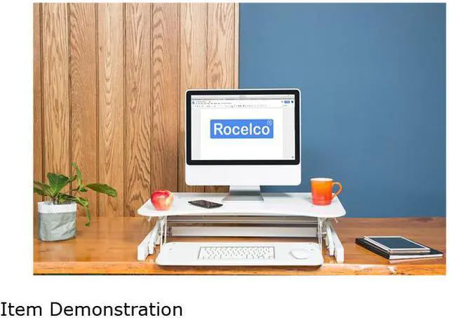 Alt view image 8 of 8 - Rocelco EADR-W EADR Sit To Stand Adjustable Height Desk Riser w/Easy Up-Down Handles, Enhanced Vertical Range White