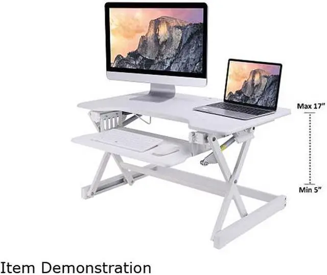 Alt view image 4 of 8 - Rocelco EADR-W EADR Sit To Stand Adjustable Height Desk Riser w/Easy Up-Down Handles, Enhanced Vertical Range White