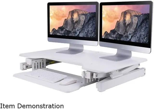 Alt view image 6 of 8 - Rocelco EADR-W EADR Sit To Stand Adjustable Height Desk Riser w/Easy Up-Down Handles, Enhanced Vertical Range White