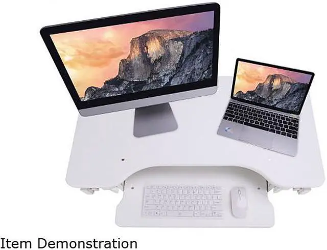 Alt view image 7 of 8 - Rocelco EADR-W EADR Sit To Stand Adjustable Height Desk Riser w/Easy Up-Down Handles, Enhanced Vertical Range White