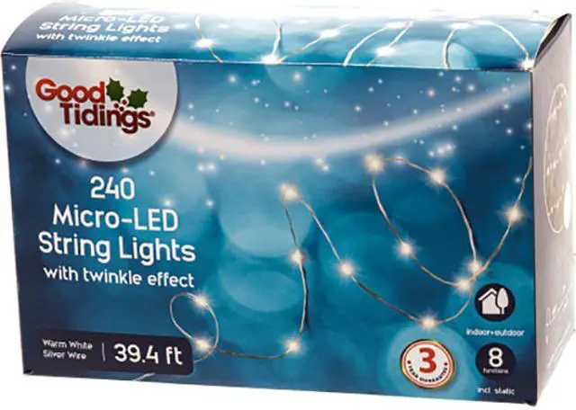 Main image of Gardman Good Tidings 240 Micro-LED String Lights with Twinkle Effect (Warm White LED)