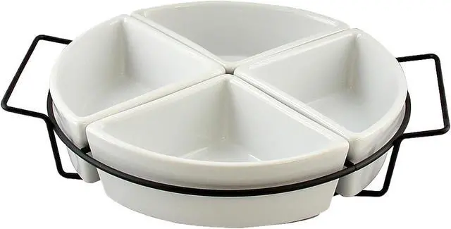 Main image of Gibson Overseas Gracious Dining 4 Section Tidbit Dish Set w/ Wire Rack