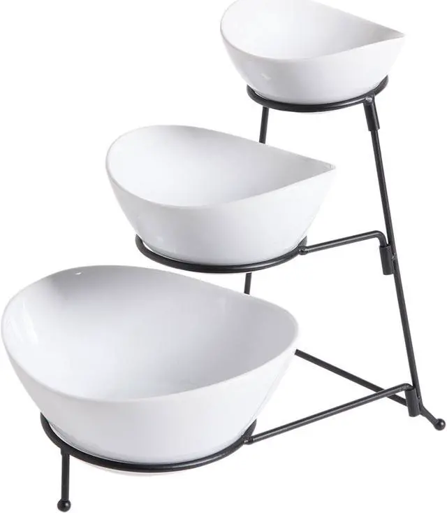 Main image of Gibson Overseas Gracious Dining 3 Tier Bowl Server Set w/ Metal Stand