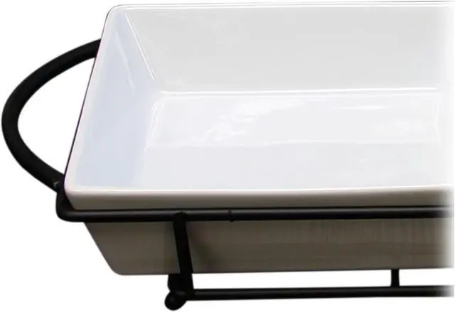 Alt view image 3 of 5 - Gibson Overseas Gracious Dining Set of 4 Serving Tidbit Dishes Set w/ Metal Rack