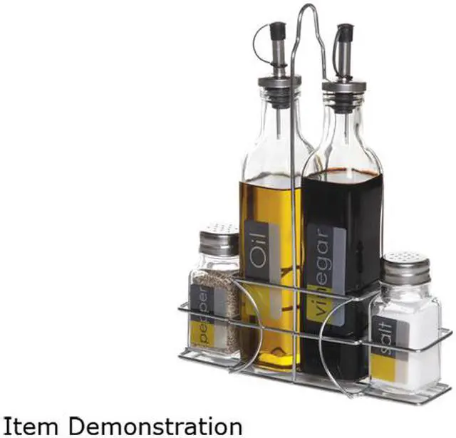 Main image of Gibson Overseas General Store 4 Piece Glass Condiment Set with Wire Caddy