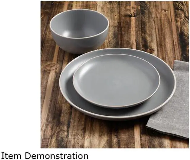 Alt view image 4 of 4 - Gibson Overseas Rockaway 12 piece Dinnerware Set in Grey