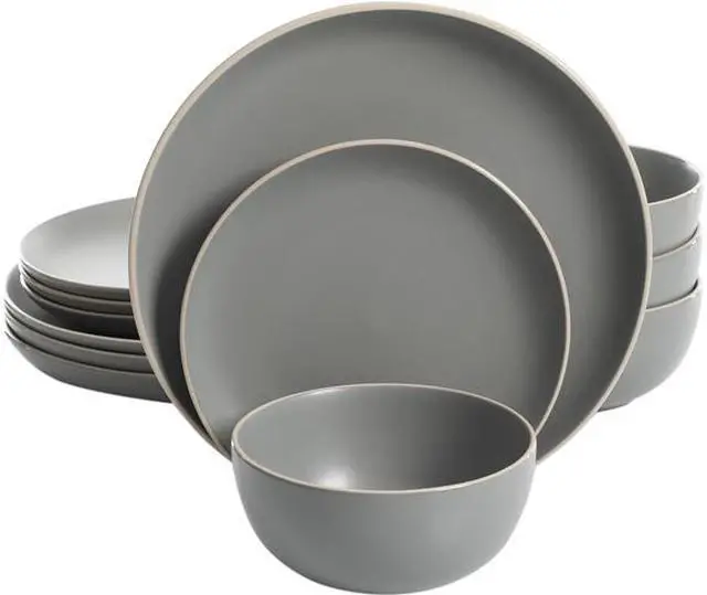 Main image of Gibson Overseas Rockaway 12 piece Dinnerware Set in Grey