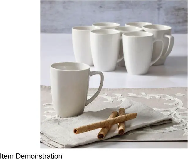 Alt view image 7 of 8 - Gibson Home Zen Buffetware 12 oz. Square Ceramic Mug Set in White, Set of 8