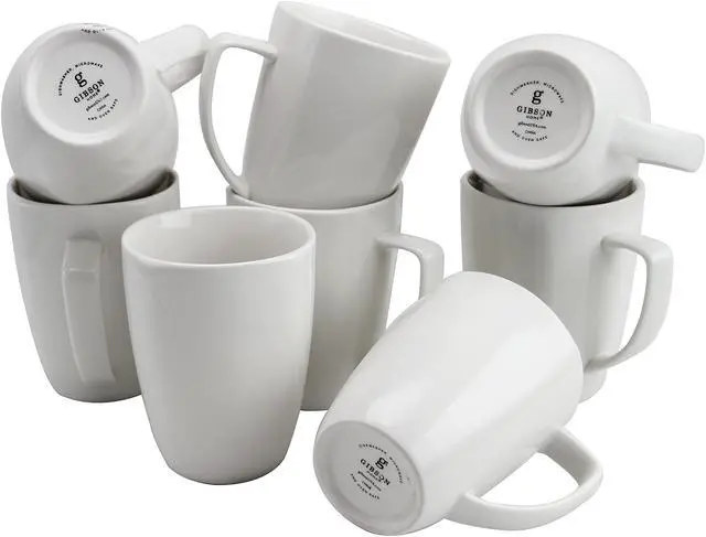 Alt view image 2 of 8 - Gibson Home Zen Buffetware 12 oz. Square Ceramic Mug Set in White, Set of 8