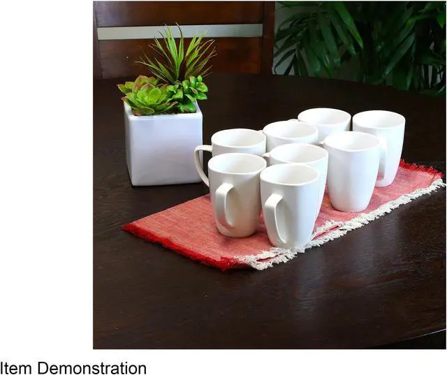 Alt view image 8 of 8 - Gibson Home Zen Buffetware 12 oz. Square Ceramic Mug Set in White, Set of 8