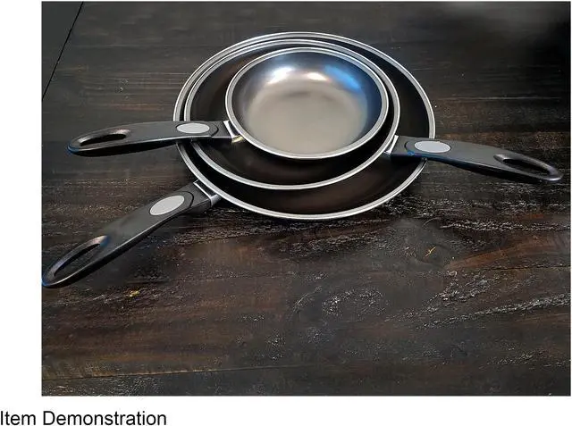 Alt view image 6 of 6 - Gibson Home Aventura 3 Piece Carbon Steel Frying Pan Set in Black