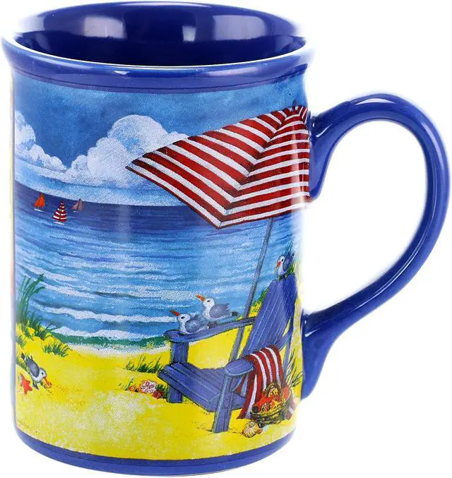Alt view image 4 of 8 - Gibson Home Beachcomber 4 Piece 16 Ounce Stoneware Mug Set in Assorted Designs