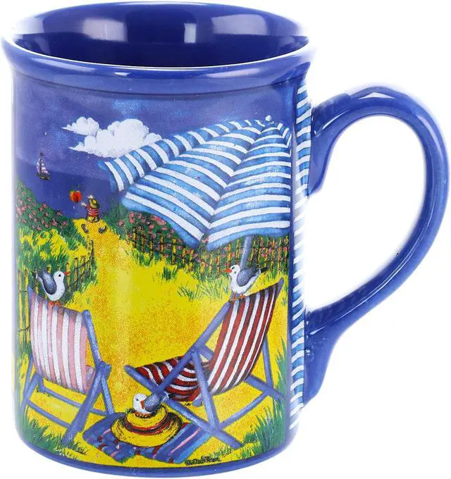 Alt view image 5 of 8 - Gibson Home Beachcomber 4 Piece 16 Ounce Stoneware Mug Set in Assorted Designs