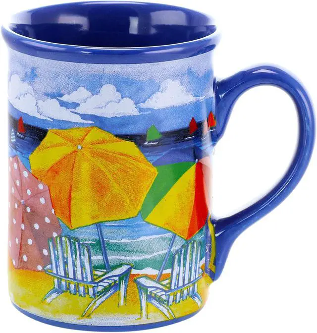 Alt view image 6 of 8 - Gibson Home Beachcomber 4 Piece 16 Ounce Stoneware Mug Set in Assorted Designs