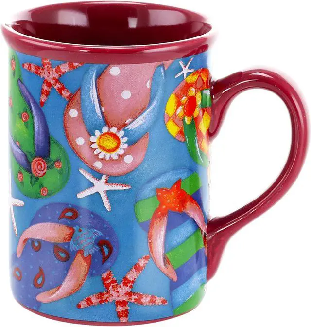 Alt view image 7 of 8 - Gibson Home Beachcomber 4 Piece 16 Ounce Stoneware Mug Set in Assorted Designs