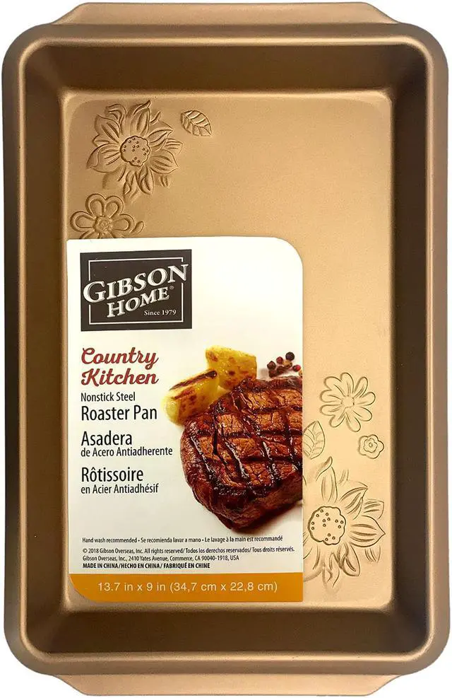 Alt view image 5 of 6 - Gibson Home Country Kitchen Embossed Carbon Steel 19 Inch Roaster Pan in Copper
