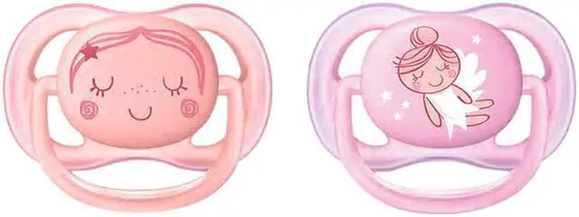 Main image of Philips Avent Ultra Air Pacifier, 0-6 Months, Contemporary Decos, Pink/Peach, 2-pack, SCF345/20