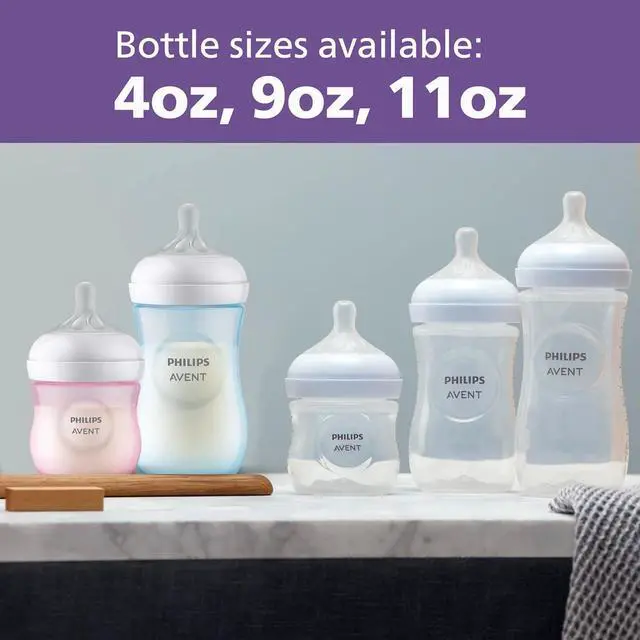 Alt view image 10 of 10 - Philips Avent Natural Baby Bottles with Natural Response Nipples (Slow Flow, Flow 2), 4oz, 2-pack, SCY900/02