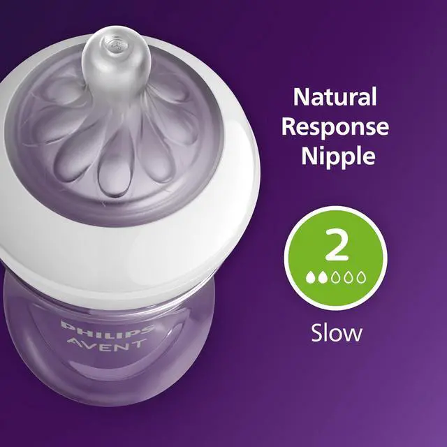 Alt view image 5 of 10 - Philips Avent Natural Baby Bottles with Natural Response Nipples (Slow Flow, Flow 2), 4oz, 2-pack, SCY900/02