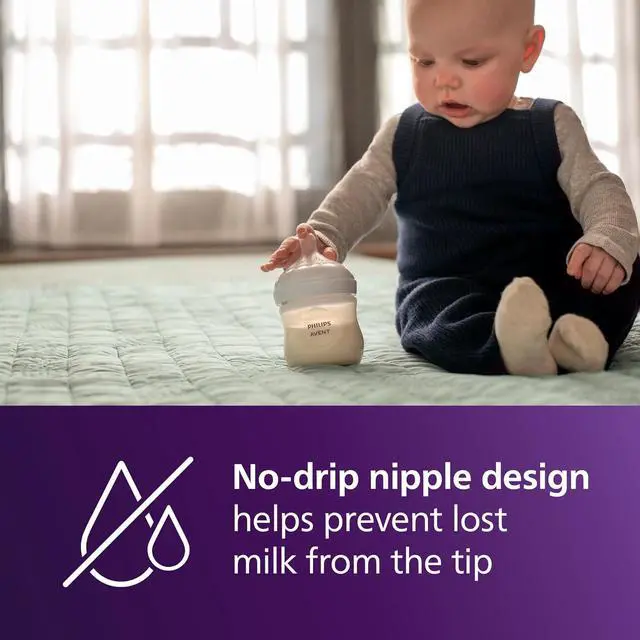 Alt view image 7 of 10 - Philips Avent Natural Baby Bottles with Natural Response Nipples (Slow Flow, Flow 2), 4oz, 2-pack, SCY900/02