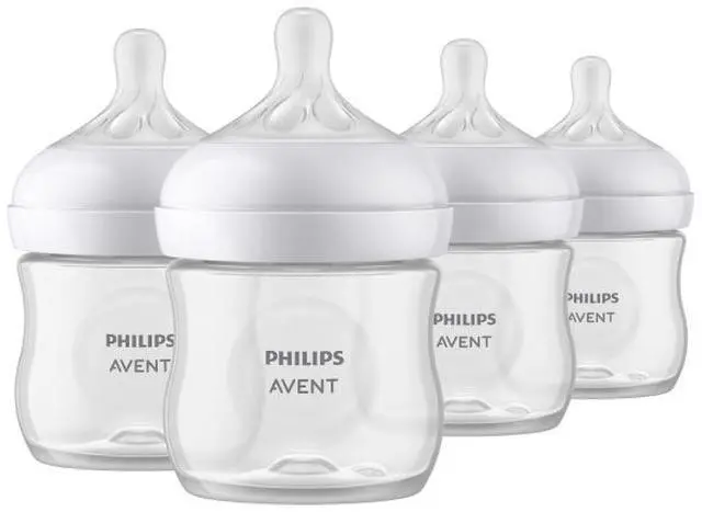 Main image of Philips Avent Natural Baby Bottles with Natural Response Nipples (Slow Flow, Flow 2), 4oz, 4-pack, SCY900/04