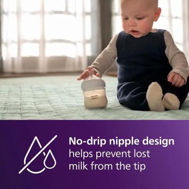 Alt view image 8 of 11 - Philips Avent Natural Baby Bottles with Natural Response Nipples (Slow Flow, Flow 2), 4oz, 4-pack, SCY900/04