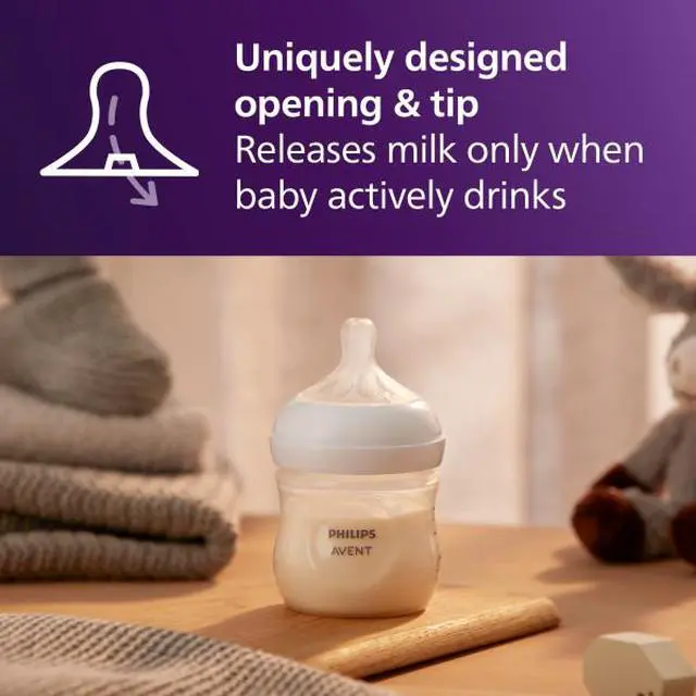 Alt view image 5 of 11 - Philips Avent Natural Baby Bottles with Natural Response Nipples (Slow Flow, Flow 2), 4oz, 4-pack, SCY900/04