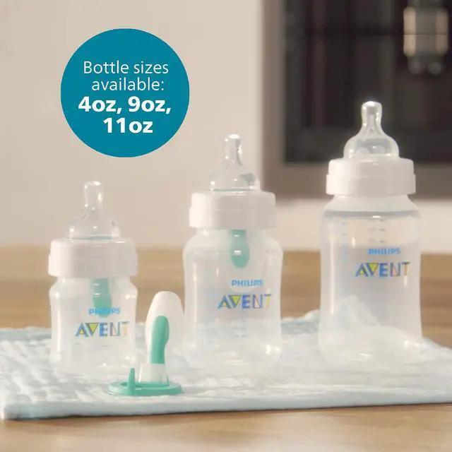 Alt view image 10 of 10 - Philips Avent Anti-colic Baby Bottles, 11oz, with Flow 3 Nipples, 3m+, 2pk, Clear, SCY106/02