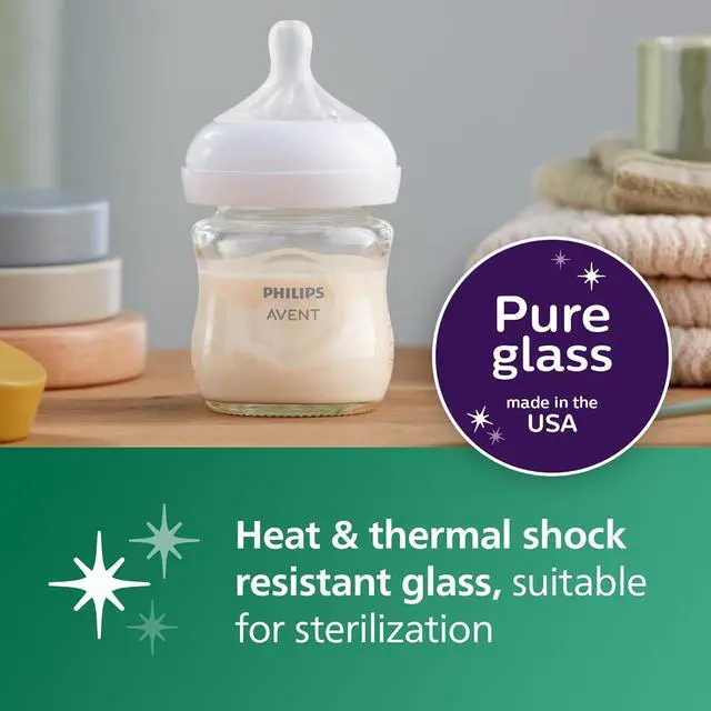 Alt view image 4 of 9 - Philips Avent Glass Natural Baby Bottle With Natural Response Nipple, 4oz, 4pk, SCY910/04