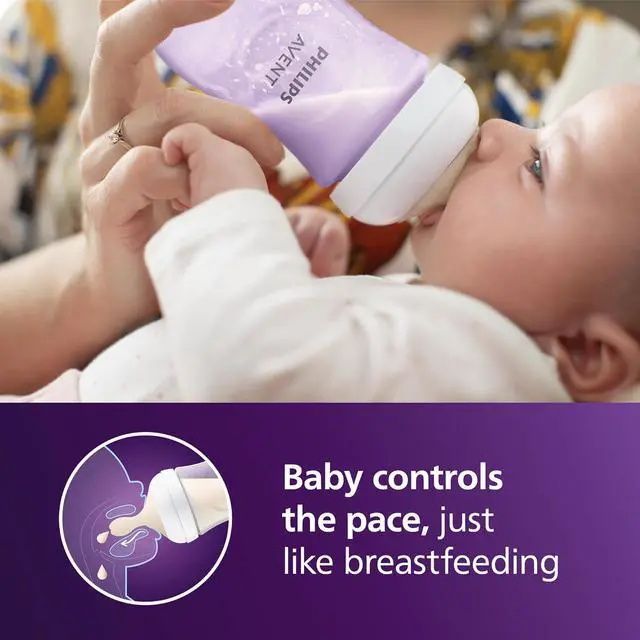 Alt view image 2 of 10 - Philips Avent Natural Baby Bottle With Natural Response Nipple, Purple, 9oz 4pk, SCY903/34