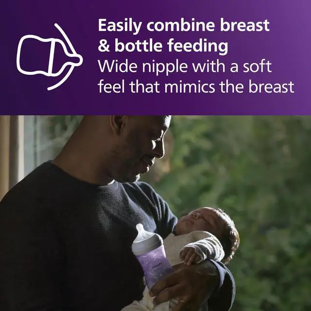 Alt view image 6 of 10 - Philips Avent Natural Baby Bottle With Natural Response Nipple, Purple, 9oz 4pk, SCY903/34