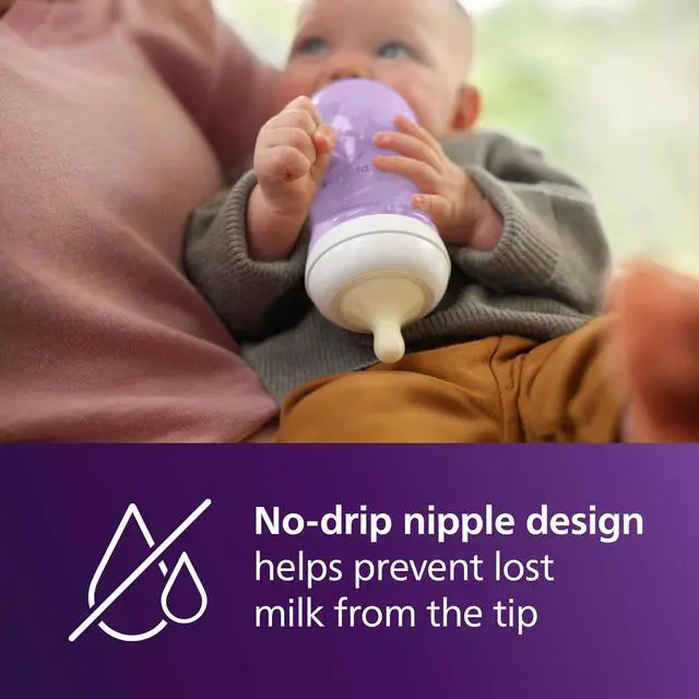 Alt view image 7 of 10 - Philips Avent Natural Baby Bottle With Natural Response Nipple, Purple, 9oz 4pk, SCY903/34