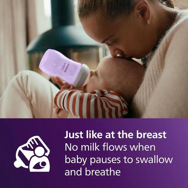 Alt view image 5 of 10 - Philips Avent Natural Baby Bottle With Natural Response Nipple, Purple, 9oz 4pk, SCY903/34
