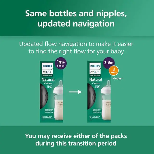 Alt view image 8 of 9 - Philips Avent Glass Natural Baby Bottle With Natural Response Nipple, 8oz, 4pk, SCY913/04