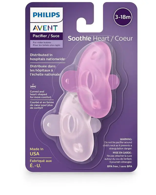 Alt view image 11 of 11 - Philips Avent Soothie Heart Pacifier, 3-18 months, Pink/Light Pink, 2 pack, SCF099/12