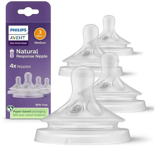 Main image of Philips Avent Natural Response Nipples, Medium Flow (Flow 3), 4-pack, SCY963/44