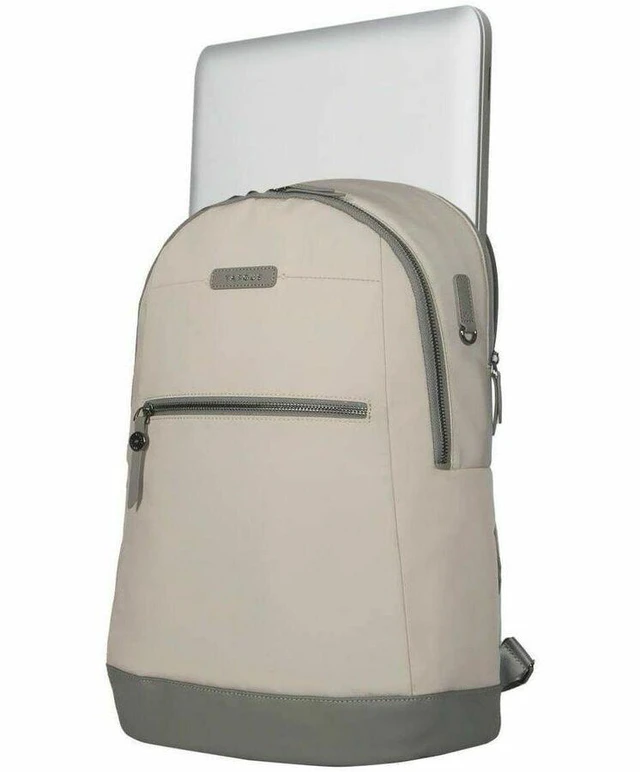 Alt view image 3 of 6 - Targus Avila TBB65013GL Carrying Case (Backpack) for 15" to 16" Notebook - French Oak - Water Resistant, Weather Resistant - Vegan Leather, Fabric, rPET Polyester Body - TBB65013GL