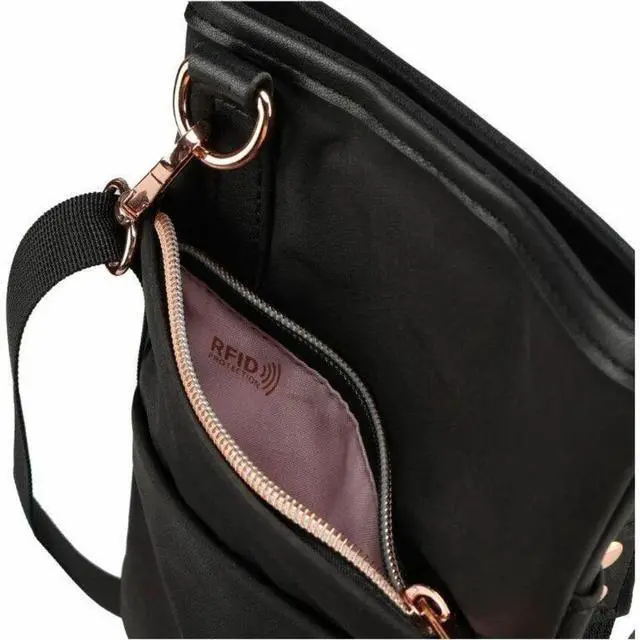 Alt view image 4 of 5 - Swissdigital KATY ROSE NG Black Sling Bag - RFID Protection Pocket - Eco-Friendly Fabric SD2539-01