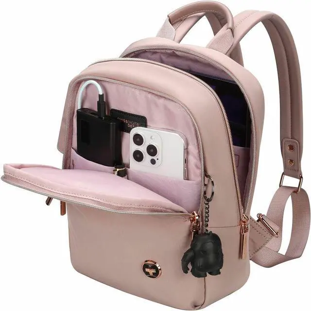 Alt view image 2 of 5 - Swissdigital KATY ROSE NG Lotus M Backpack - Stylish, Eco-Friendly Bag with Patented USB Charging Port - RFID Protection Pocket - Padded Tablet Compartment (Fits up to 9.75" Tablet) SD1646-82