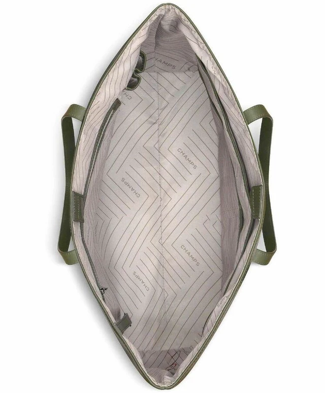 Alt view image 5 of 5 - Champs Onyx Carrying Case (Tote) for 11" to 15.6" Notebook - Khaki - RFID Resistant - Top Grain Cowhide Leather Body - Signature Patterned Lining - Carrying Strap - OB-414-KHAKI