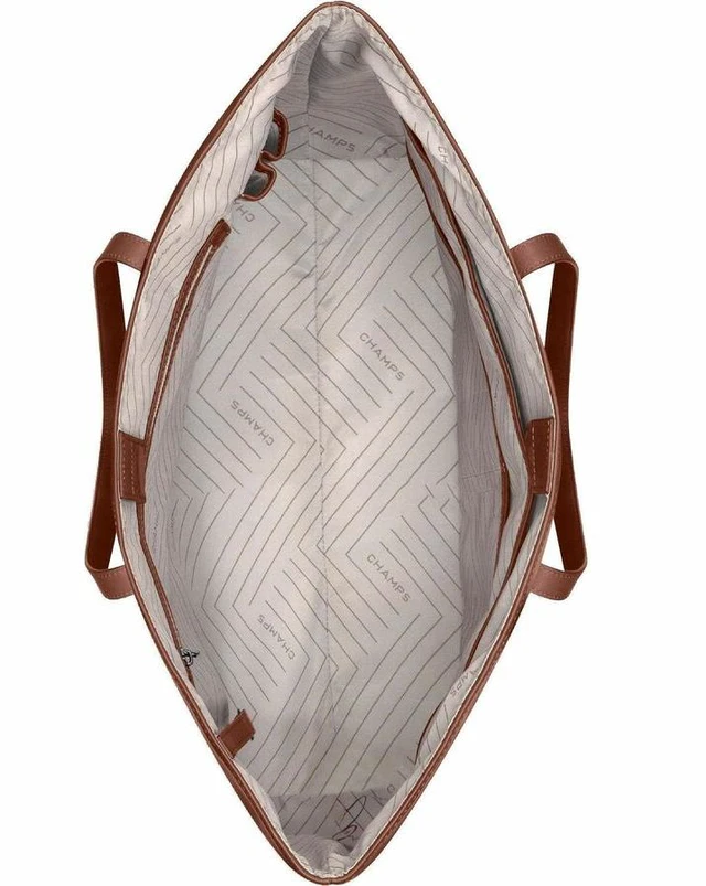 Alt view image 5 of 5 - Champs Onyx Carrying Case (Tote) for 11" to 15.6" Notebook - Brown - RFID Resistant - Top Grain Cowhide Leather Body - Champs signature patterned - Carrying Strap - OB-414-BROWN