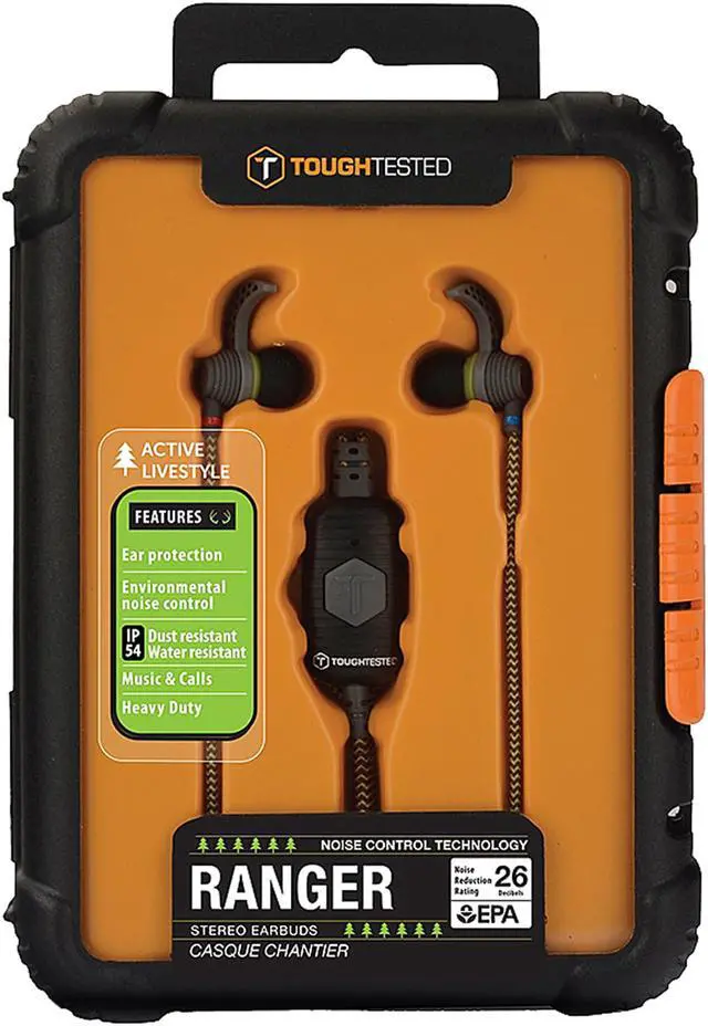 Alt view image 2 of 2 - Tough Tested Ranger Active Lifestyle Noise Control Earbuds with control unit, TT-HF-RAN