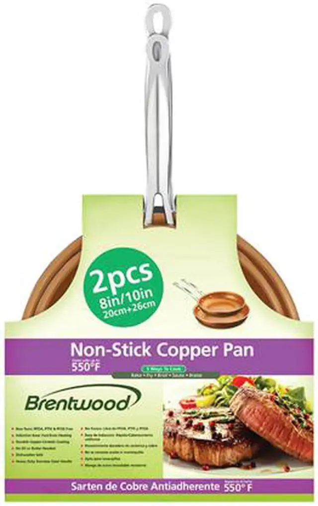 Alt view image 2 of 2 - Brentwood(R) Appliances BFP-2810C 2-Piece Nonstick Induction-Compatible Copper Fry Pan Set