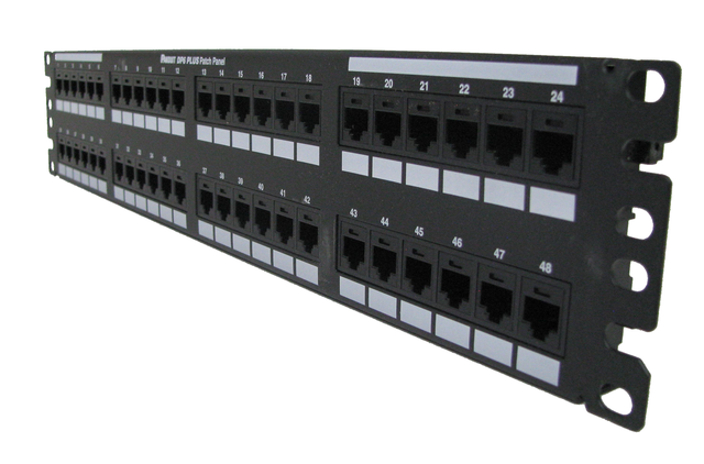 Alt view image 3 of 6 - Panduit DP48688TGY Cat6 RJ45 Ethernet Network Patch Panel, 48 Ports, Rack Mount