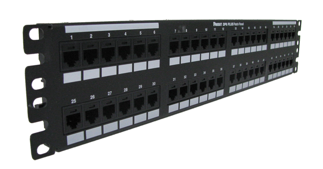 Alt view image 4 of 6 - Panduit DP48688TGY Cat6 RJ45 Ethernet Network Patch Panel, 48 Ports, Rack Mount