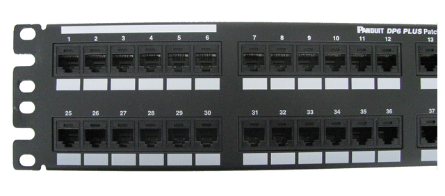 Alt view image 6 of 6 - Panduit DP48688TGY Cat6 RJ45 Ethernet Network Patch Panel, 48 Ports, Rack Mount