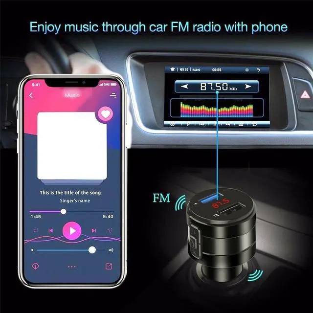 Alt view image 6 of 7 - Wireless Bluetooth Car FM Transmitter MP3 Stereo Music Player AUX Radio Adapter Dual USB Charger Handsfree Car Kit
